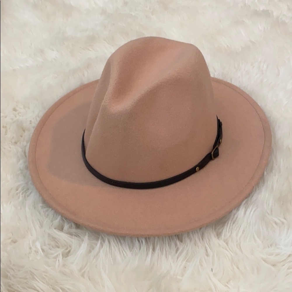 Blush flat brimmed hat